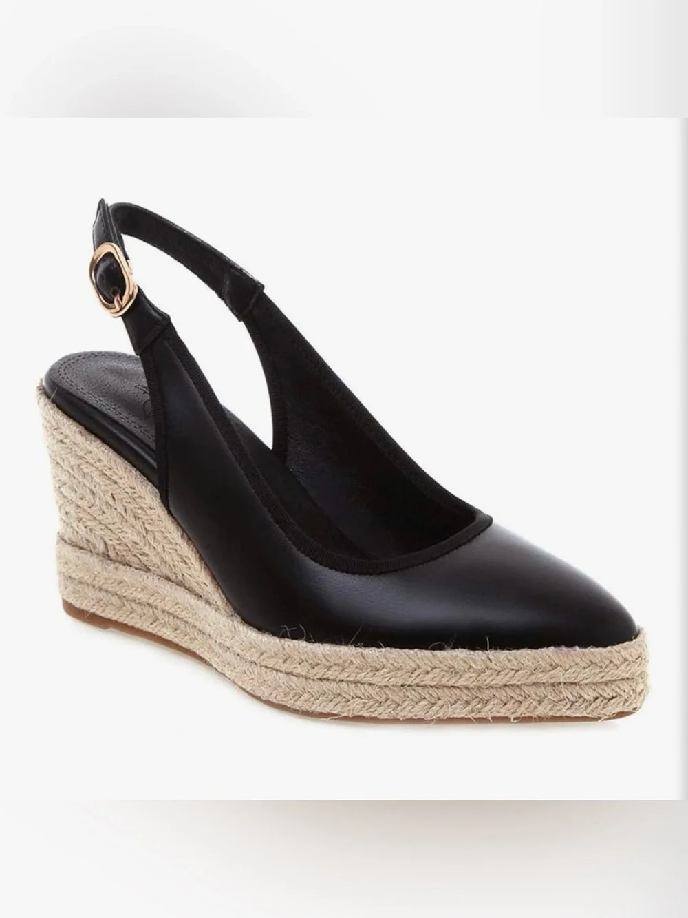 Women’s Black Espadrille Wedge Slingback